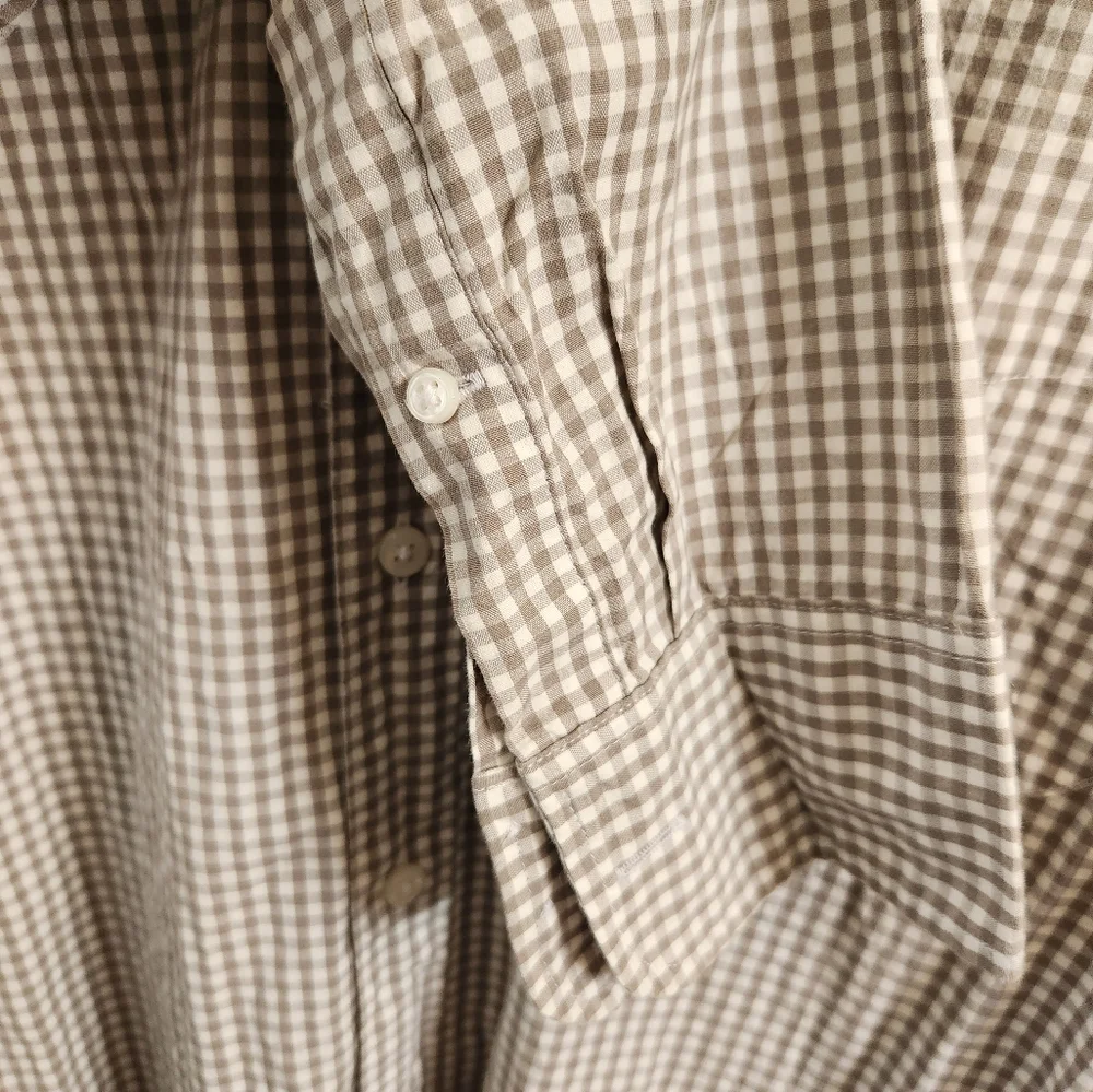 Leum For J Crew‎ Men's Slim Gray Plaid Casual Button Down Stretch Shirt Large